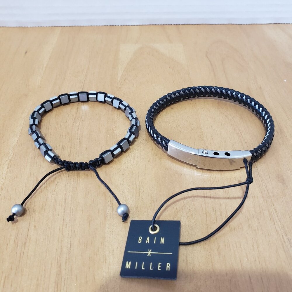 Bain x Miller Men's Bracelet Set Woven and Metal Beaded New with Tag - Picture 3 of 7